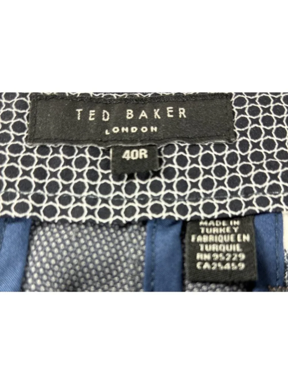 Ted Baker London Mens 40R Dress Pants Slacks Charcoal Gray Textured Floral Trim